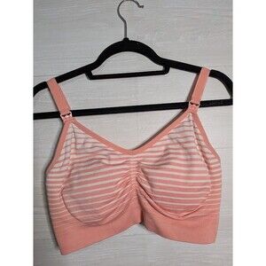 MOTHERHOOD MATERNITY 1X Peach Striped Seamless Nursing Bra Clip Down Support